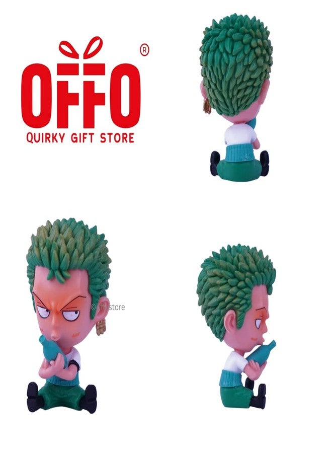 Offo One Piece Anime Zoro Sitting Miniature Action Figure| Lightweight and Attractive Durable Toy Figures for Home Decors Office Desk and Study Table - Image 5